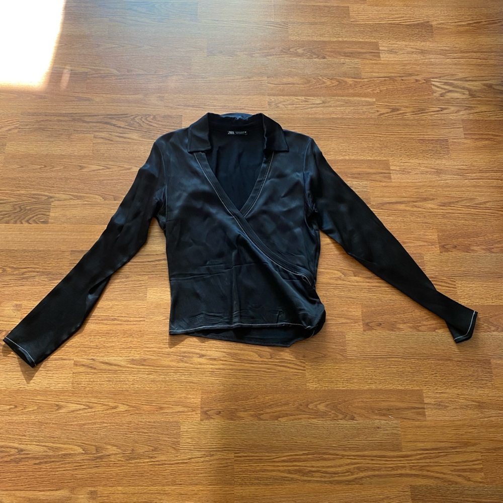 Zara Elegant Black Women's wrap blouse